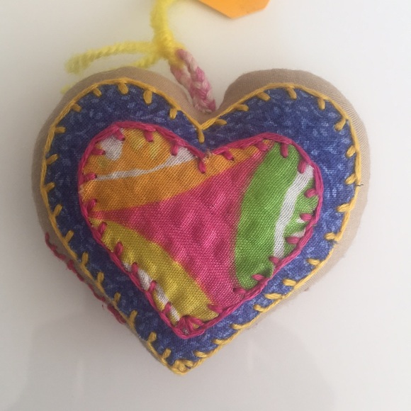Other - One hand embroidered heart 💕 keychain
